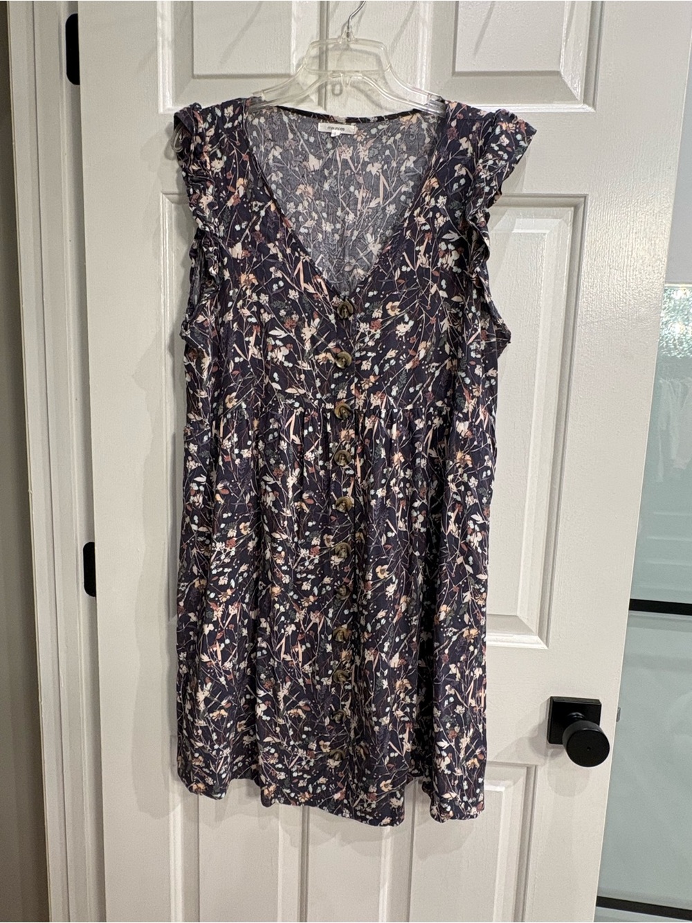 Maurices Navy Floral Button-Front Mini Dress